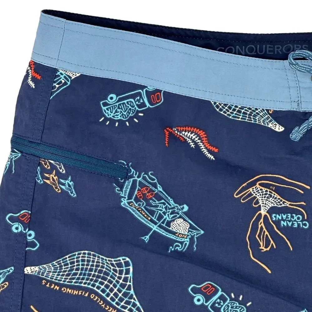 Patagonia Wavefarer Board Shorts Mens Size 40 Clean Currents Print Tidepool 19